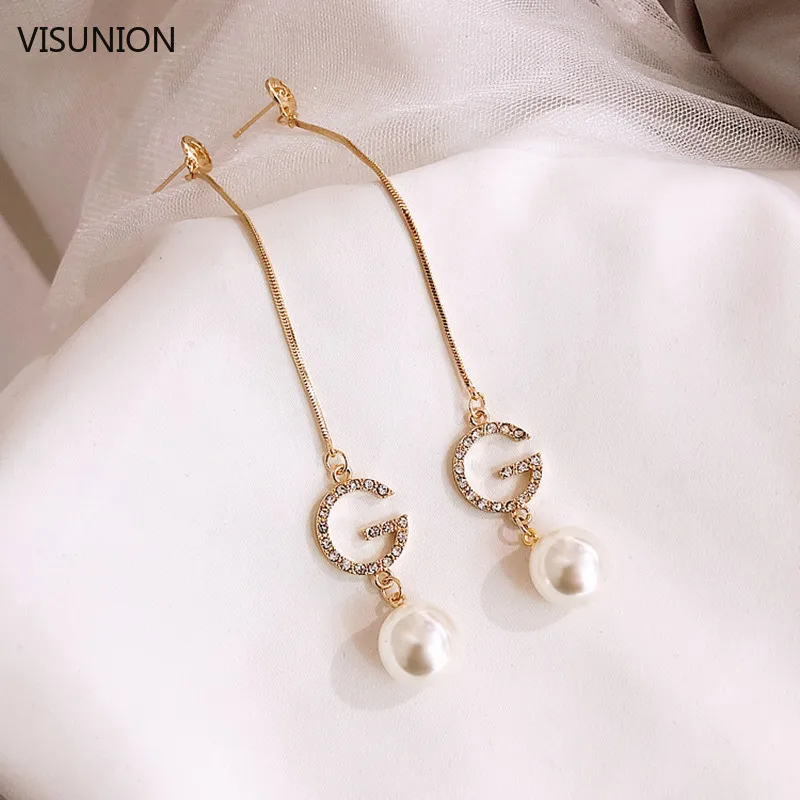 Мода в виде буквы G с вышивкой для звено цепи висячие серьги элегантный имитация