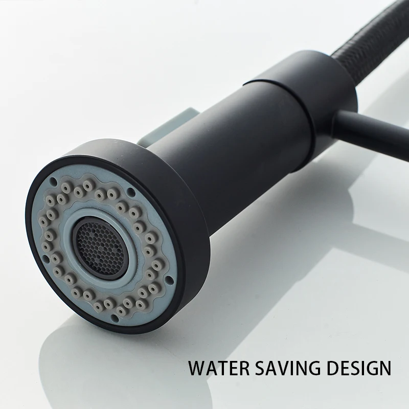 

Kitchen Black Spring Faucet Single Handle Mixer Faucet Cold Hot Water Brass Deck Mounted Mixer Tap 360 Degree Pull Out