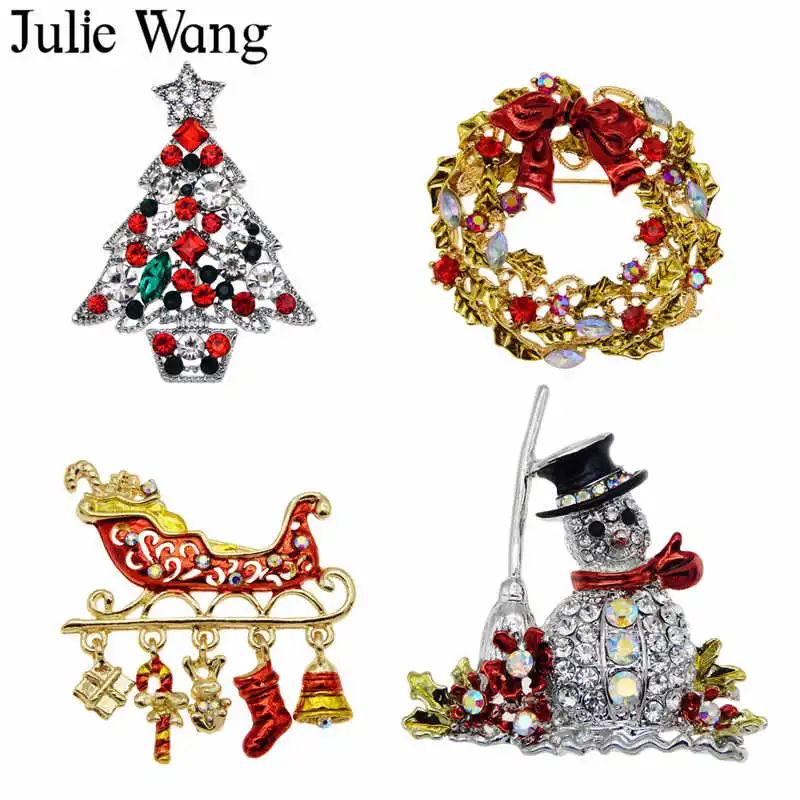 Julie Wang 4-9 искусственная Рождественская брошь разразы Смешанная эмаль Снеговик