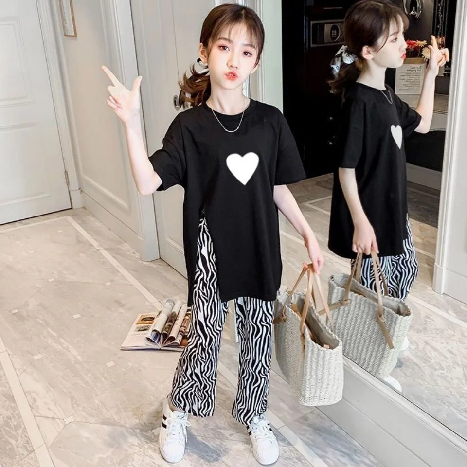 

Girls Sets Children Clothes Big Kids Sports Thin Section Summer Short-sleeve Two-piece