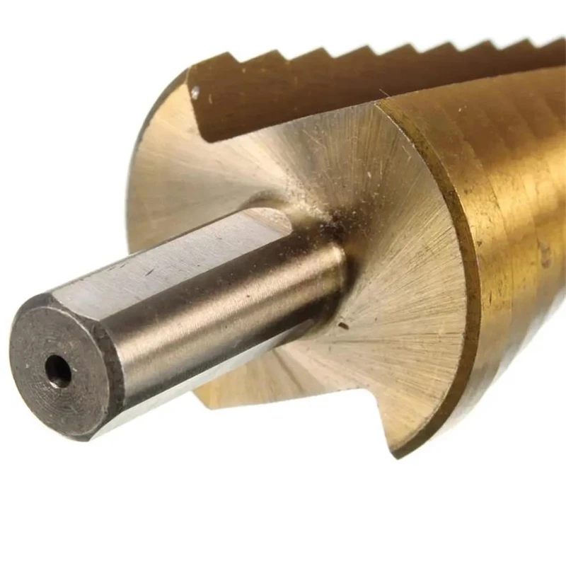 

3Pcs Metric Pagoda Shape Hole Cutter 4-12/20/32mm HSS Titanium Coated Steel Cone Drill Bit Set HSS Steel Step Sharpening