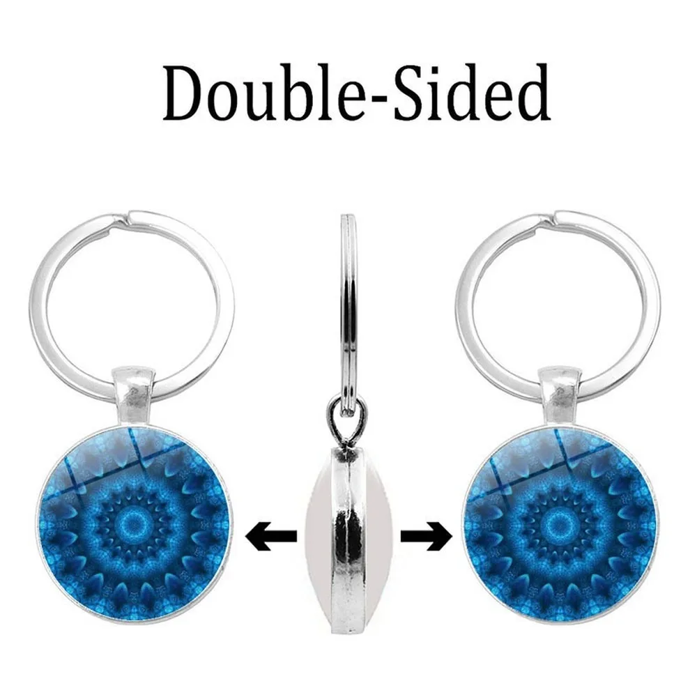 

Keychain Jewelry Mandala Time Gem Double-sided Keychain Key Ring Alloy Keychain Pendant Custom Gifts For Men