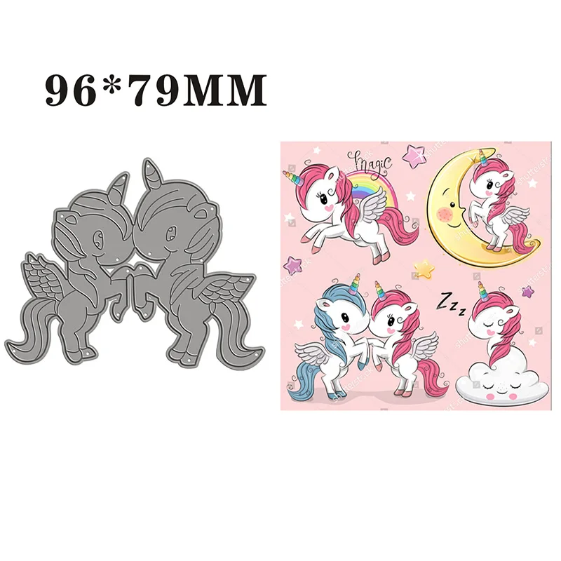 2020 New DIY Couple Unicorn Metal Cutting Dies Cartoon Animal Scrapbooking For 3D Paper Decorative Embossing Stencil Card Stamp | Дом и сад
