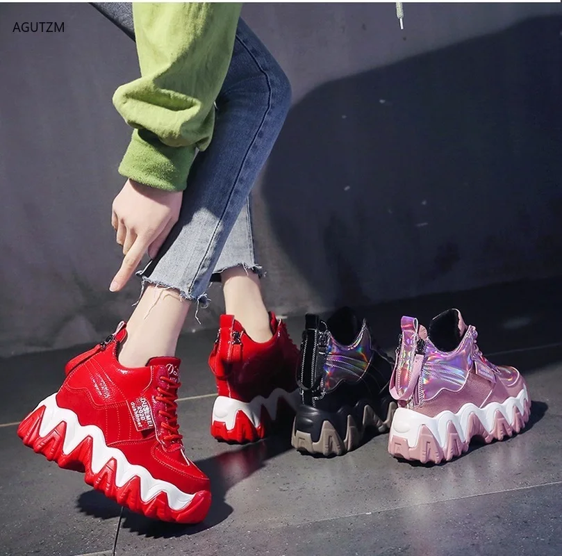 

Women Chunky Sneakers 2020 Fashion Platform Sneakers Ladies Brand Wedges Casual Shoes For Woman Leather Sports Dad Shoes 7cm