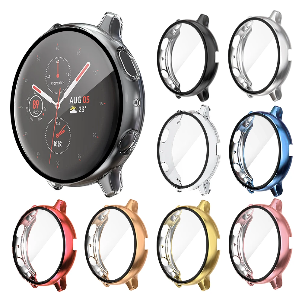 

Стекло + чехол для Samsung Galaxy Watch Active 2 44 мм/40 мм, полное покрытие, бампер + защита экрана, аксессуары для часов Active2