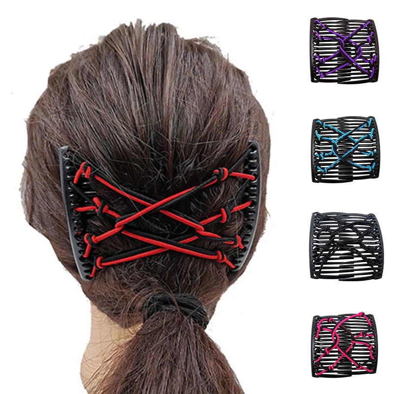 

Female Knotted Double Comb Hair Clip Simple All-match Ponytail Holder Barrettes Elastic Hair Rope Hair Combs For Women