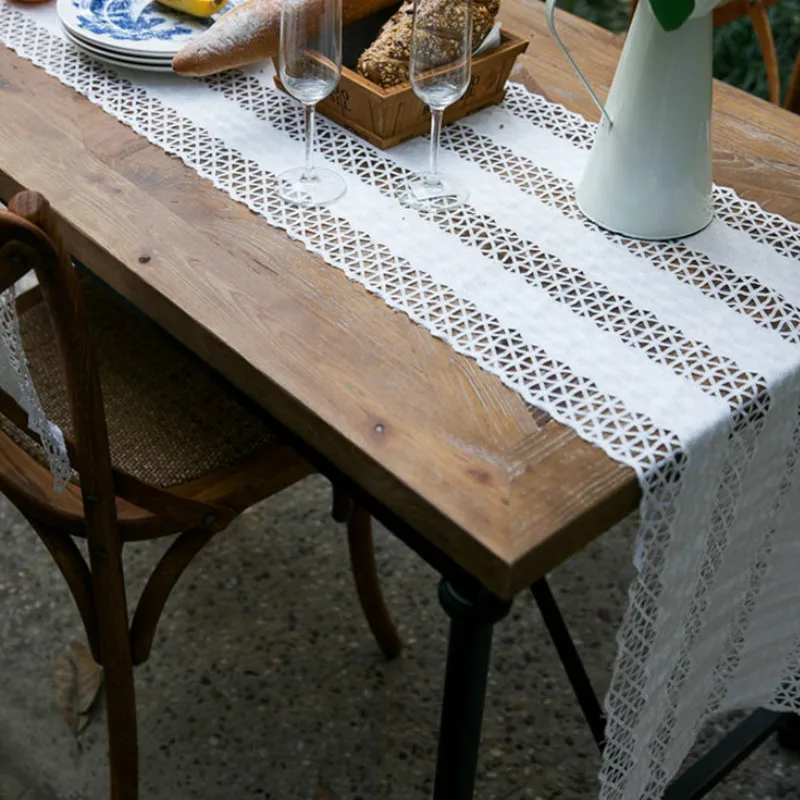 Настольная дорожка DUNXDECO украшение для свадебной вечеринки хлопковая кружевная