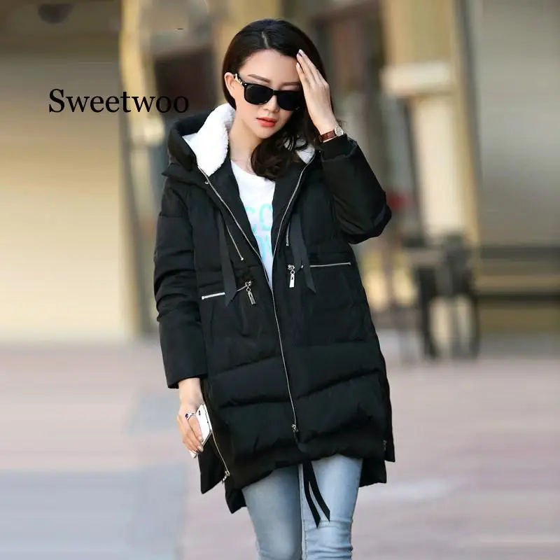 Large Size M-5XL Women's Winter Cotton Coat Army Green Zipper Big Pocket Jacket Female Thicken Warm Hooded Outwear Parkas