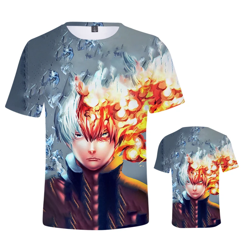 

2021 Summer Todoroki Shouto Anime T Shirt Men Oversized Clothes Streetwear My Hero Academia No Hero Academia Hip Hop 3D Top Tees
