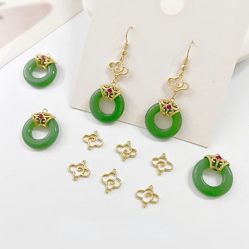 

Ancient style national tide safe buckle auspicious cloud pendant DIY earrings clavicle chain Hanfu accessories materials