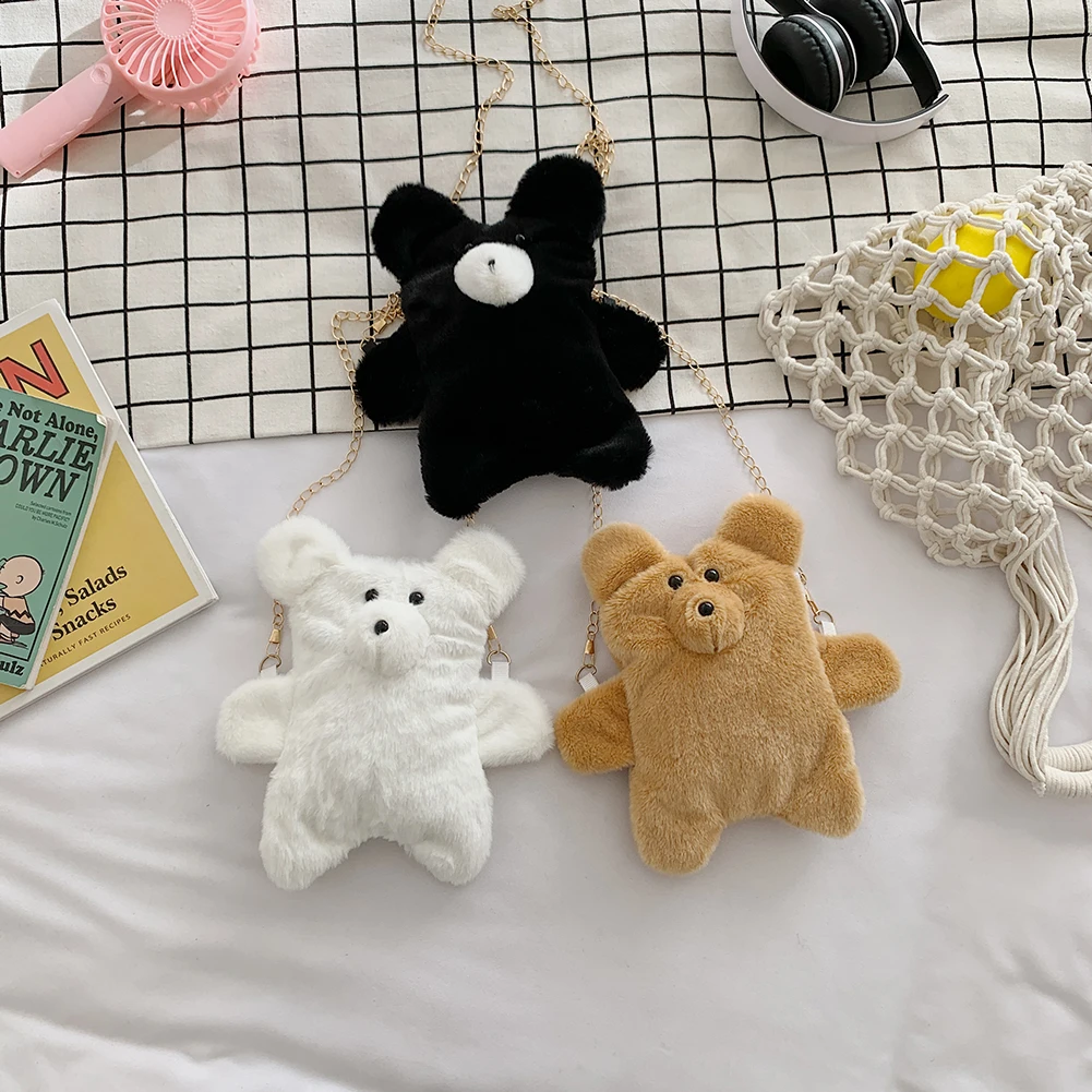 

Cute Bear Shaped Purse Plush Chain Purse Girls Kid Travel Shoulder Messenger Bag Fashion Exquisite Shopping Bag