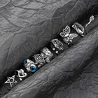 FAMSHIN серебряные кольца для женщин и мужчин, винтажные кольца со змеей и совой, старинные кольца с улыбкой в стиле панк, хип-хоп, регулируемое кольцо, модные украшения