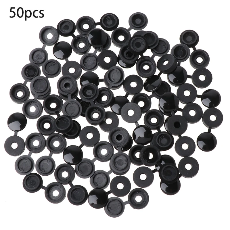 

50Pcs Hinged Plastic Screw Cover Fold Cap Button For Furniture Decorative Cover