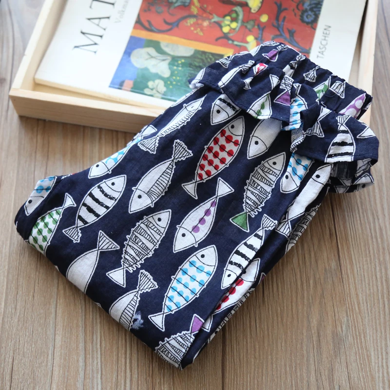 Штаны для девочек с цветочным рисунком летние штаны шаровары маленьких длинные