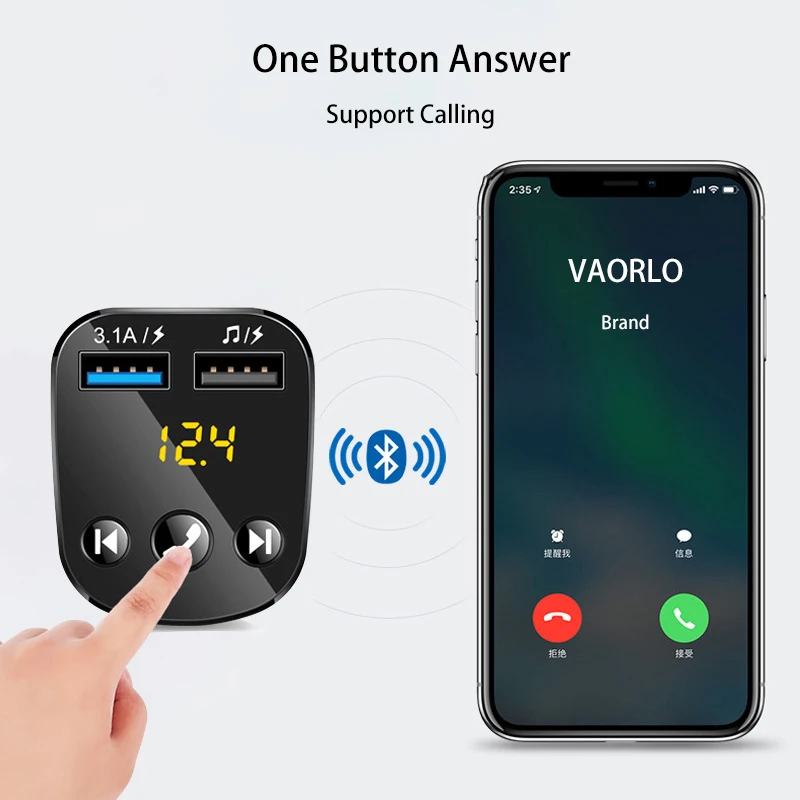 Автомобильный Bluetooth-приемник VAORLO 3 1 А 2 USB-порта | Мобильные телефоны и аксессуары