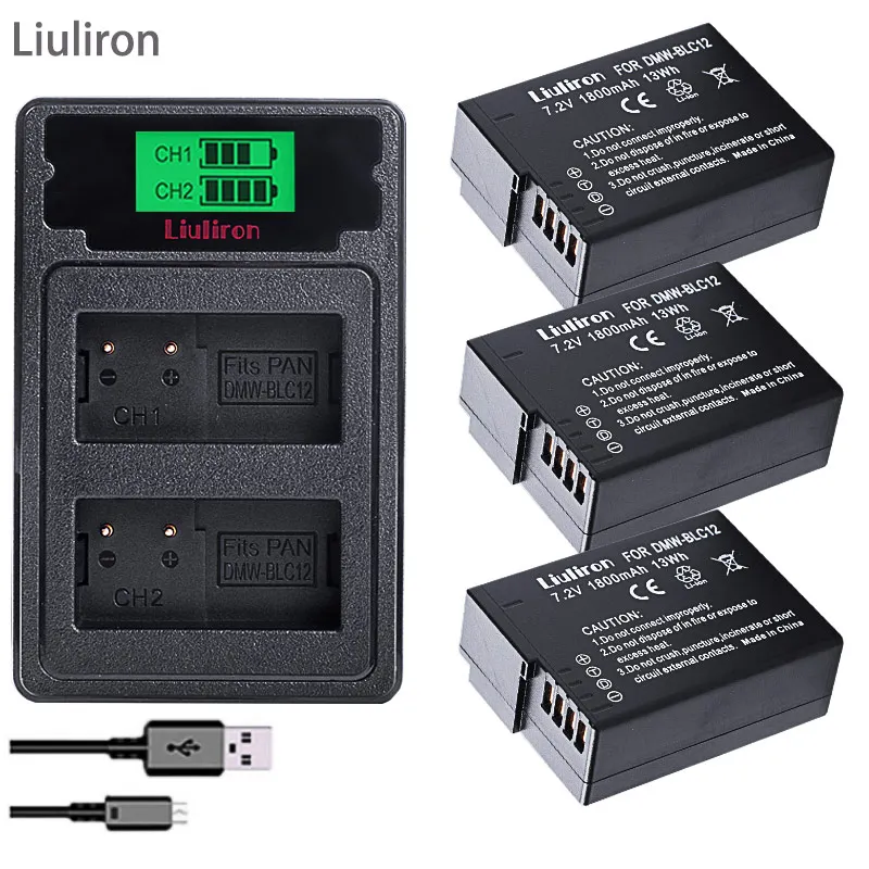 Аккумулятор BLC12E BLC12PP батарея BLC12 + двойное зарядное устройство/usb кабель для Panasonic