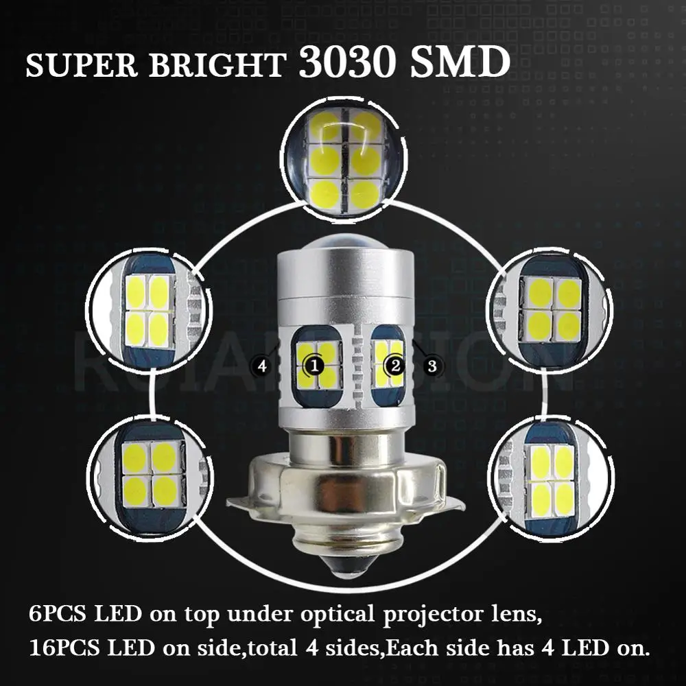 P26S светодиодный мотоциклетный головной светильник 6 24V DC 22SMD 3030 фары Мопед Скутер