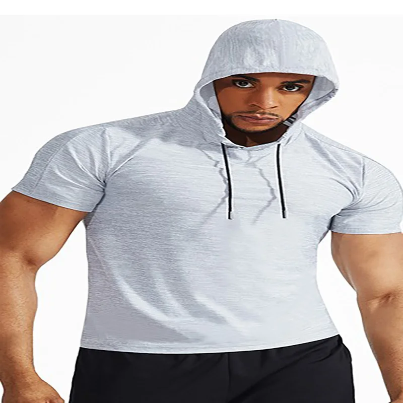 Мужская футболка с капюшоном однотонная приталенная Повседневная Толстовка