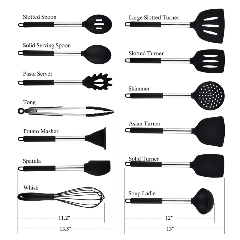 Kitchen Utensils Sets Non-stick Silicone Spatula Tongs for Cooking Appliances Set Stainless Steel Kitchenware | Дом и сад