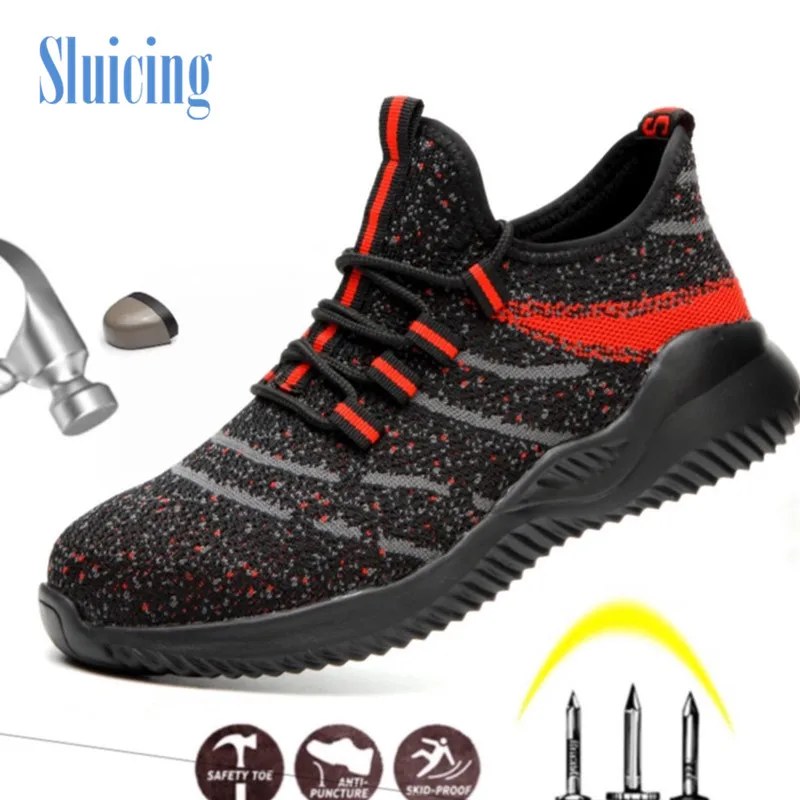 

2019 Men's Breathable safety Shoes Outdoor Indestructible Anti-smashing Steel Toe Lightweight Sneaker Work Boots