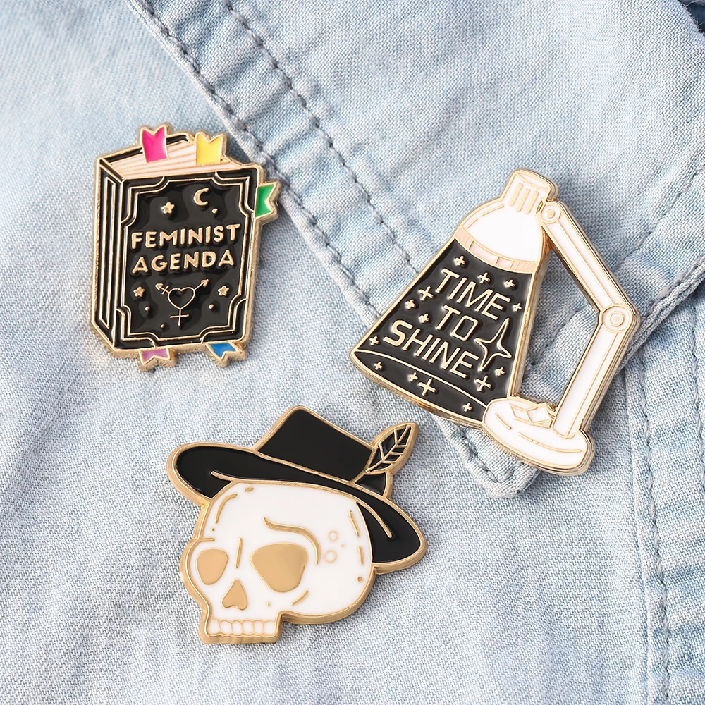 Креативная брошка мультфильм череп Эмаль Булавка Готическая модель книга