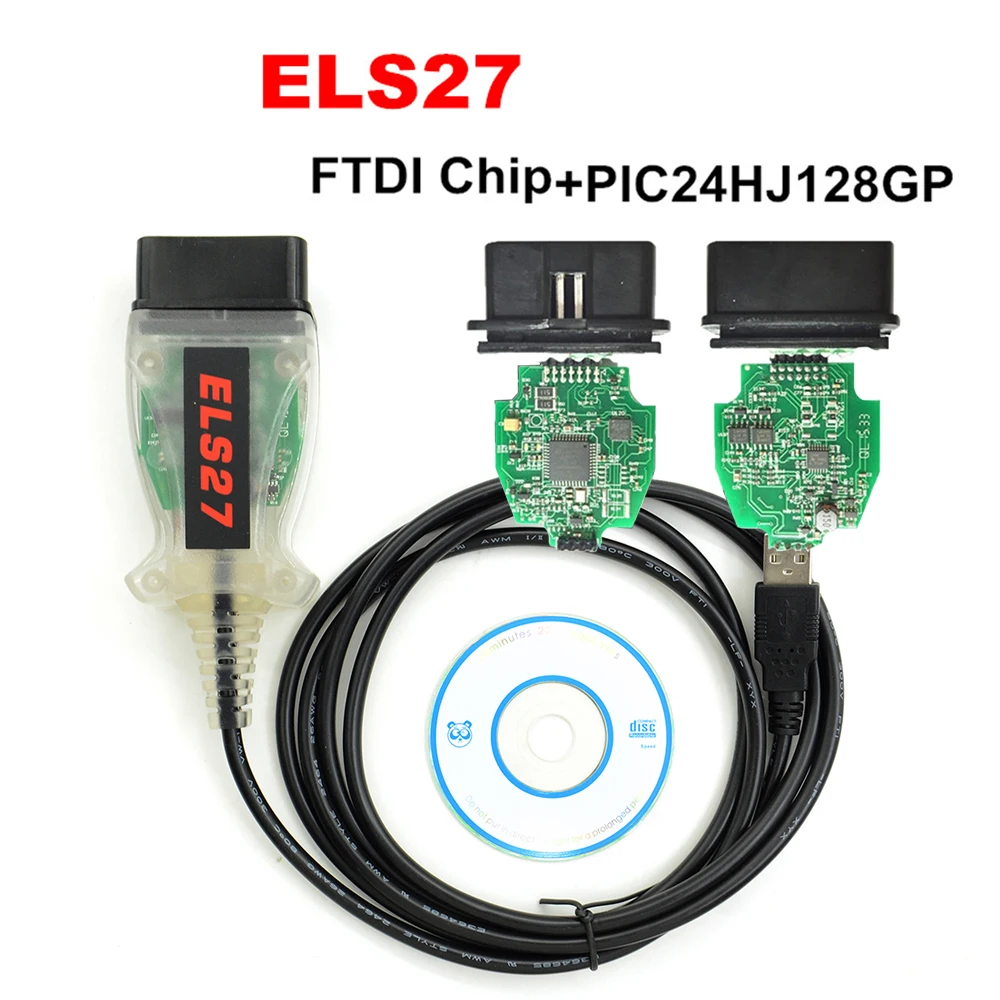 Адаптер диагностический ELS27 идентичный ELM327 и J2534 для разъема OBD2 с кабелем