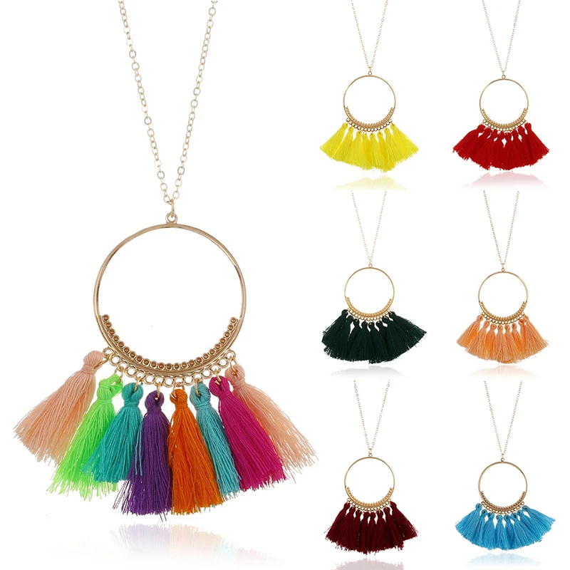 Женское длинное ожерелье с кисточкой 1 шт.|Ожерелья подвеской| |