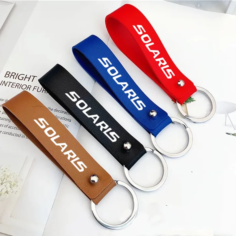 

For Hyundai SOLARIS PU Leather Keychain Men Women Car Key Strap Waist Wallet KeyChains