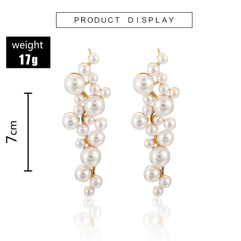 Серьги-подвески Tocona с белым жемчугом женские геометрические ювелирные украшения