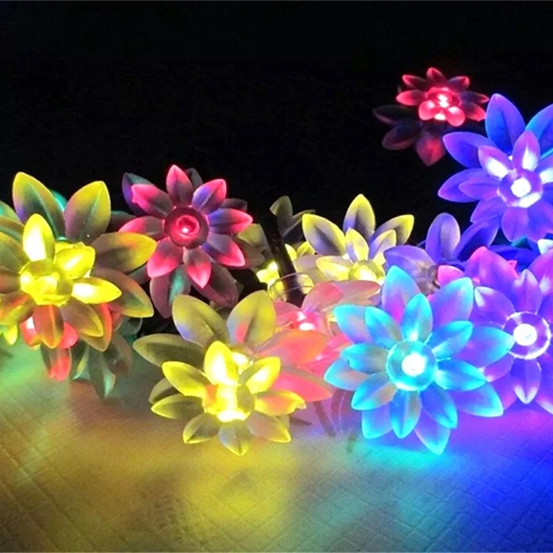 5 м светодиодный на солнечной батарее в виде лотоса световая гирлянда