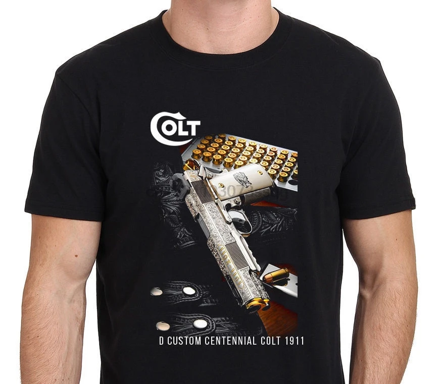 

D Custom Centennial Brand-Clothing Tee T-Shirt Black S-XXLNew Colt 1911 Gun