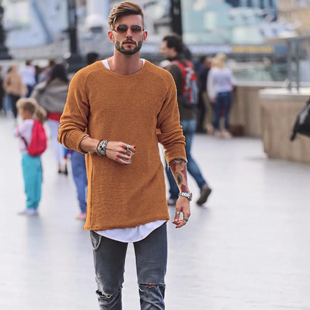 Men Sweater Autumn Winter Knitted Solid Simply Style Pullover Casual Loose O Neck Jumper Male Black Outerwear Brand 2019 | Мужская