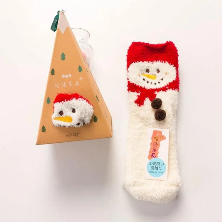 27 1pair fuzzy socks warm socks Embroidery Cartoon Casual Christmas Socks Towel socks Cute Sleep Socks Funny Socks Women kawaii Hot - Color: 27