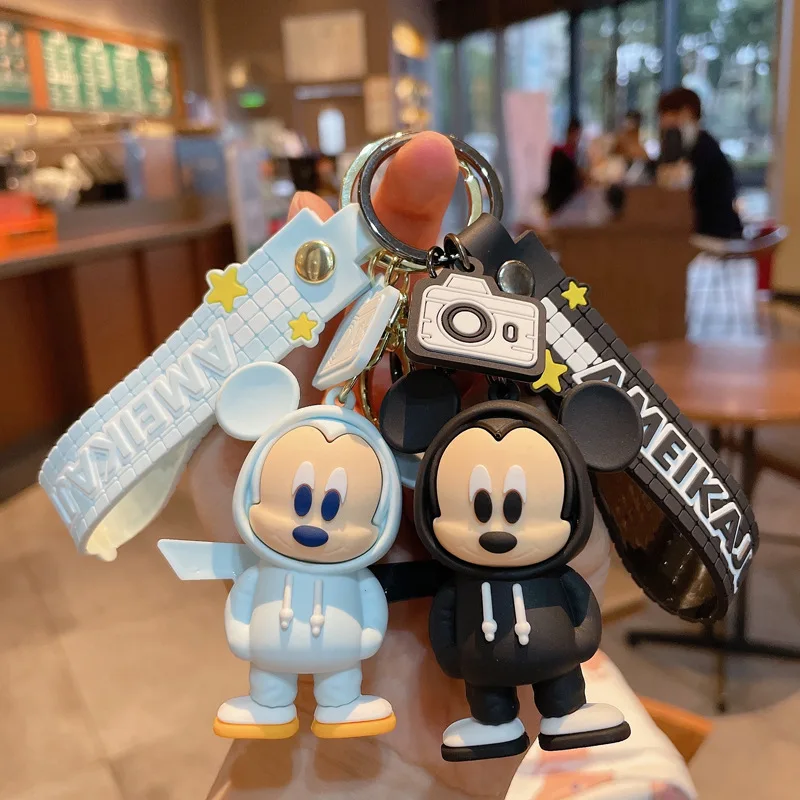 

Disney Cartoon Mickey Mouse Minnie Anime Keychain Figure Doll Movable Car Bag Keychain Couple Children Christmas Gift Kawai Toys