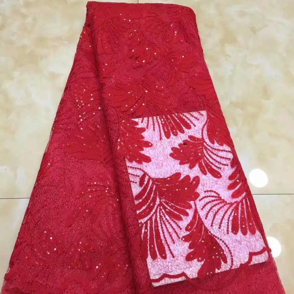 2019 Latest French Laces Fabrics High Quality Sequins Tulle African Lace Fabric For Wedding Nigerian Material 5 Yards | Дом и сад