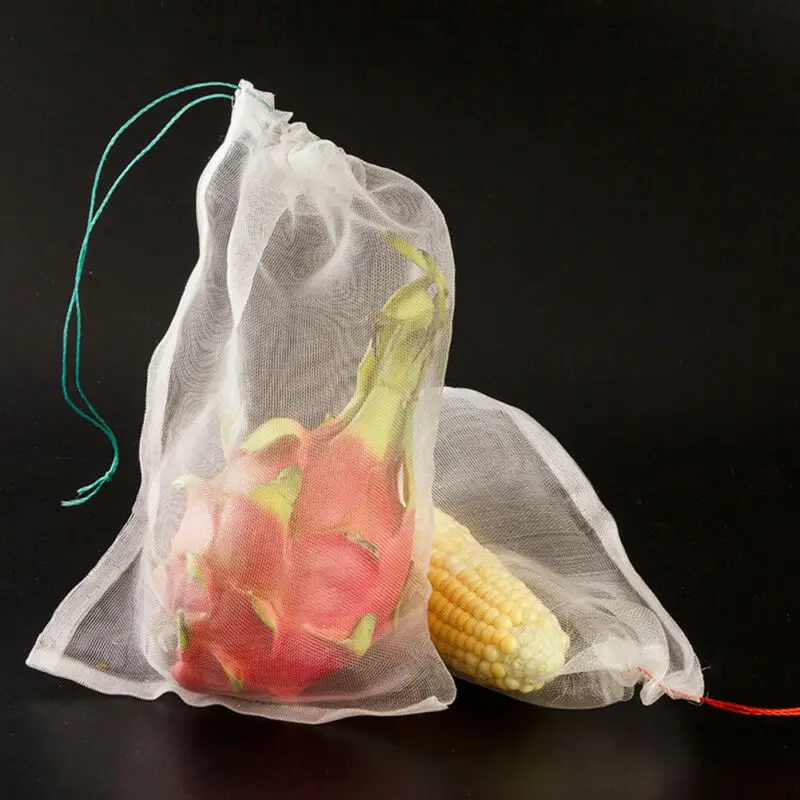 

10 Pcs Fruit Vegetable Mesh Bag Protection Cover Drawstring Grocery Bag Eco-Friendly Reusable Garden Tools Accessories
