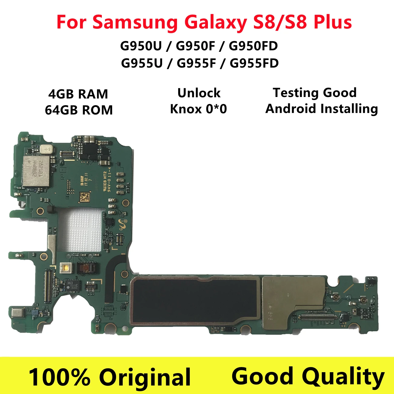 Оригинальная материнская плата 64 ГБ для Samsung Galaxy S8 G950F G950FD G950U Plus G955F G955U основная с