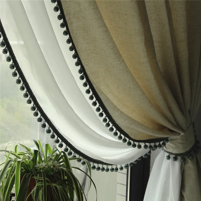 

Curtains for Living Room Light Luxury Retro Simple American Solid Color Linen Blackout Curtain Fabric New Dining Room Bedroom
