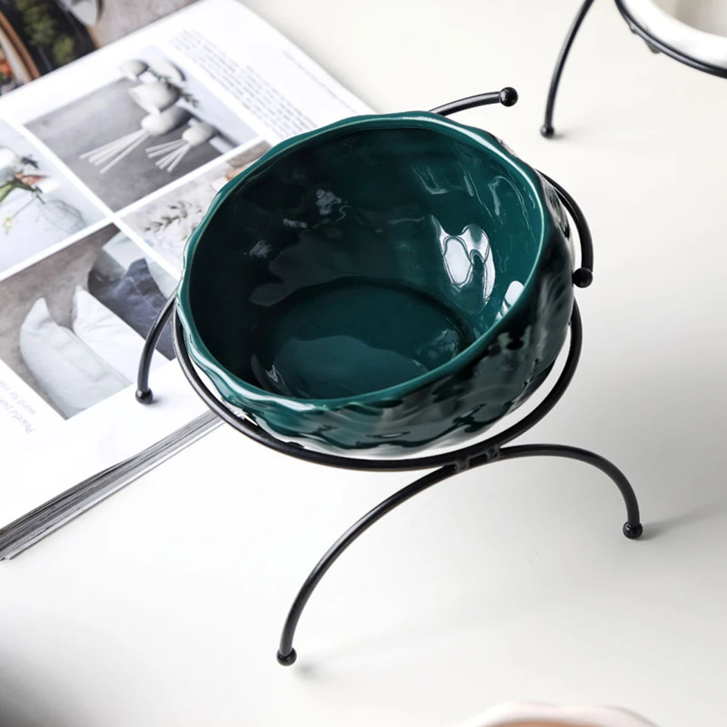 

Pet Supplies Ceramic Cat Bowl Puppy Food Bowl With Bracket To Protect The Spine Water Bowl Food Bowl 3 Color Wash Basin