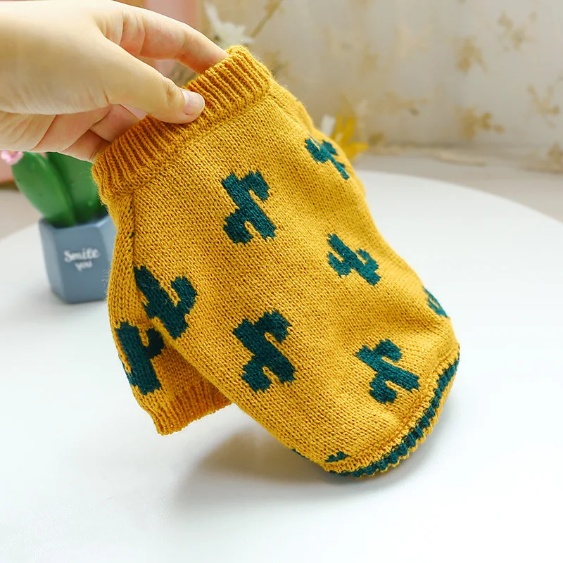 

Pet dog cat autumn and winter warm and comfortable explosion style dogs cats costume turmeric cactus dog sweater puppy lovely
