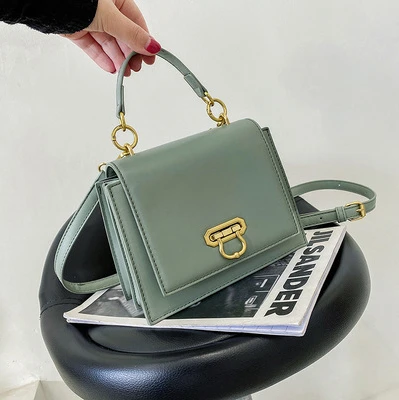 

2021 New Early Spring Fashion Texture Portable Small Square Bag Female Simple Large-capacity Lock Shoulder Messenger Bag