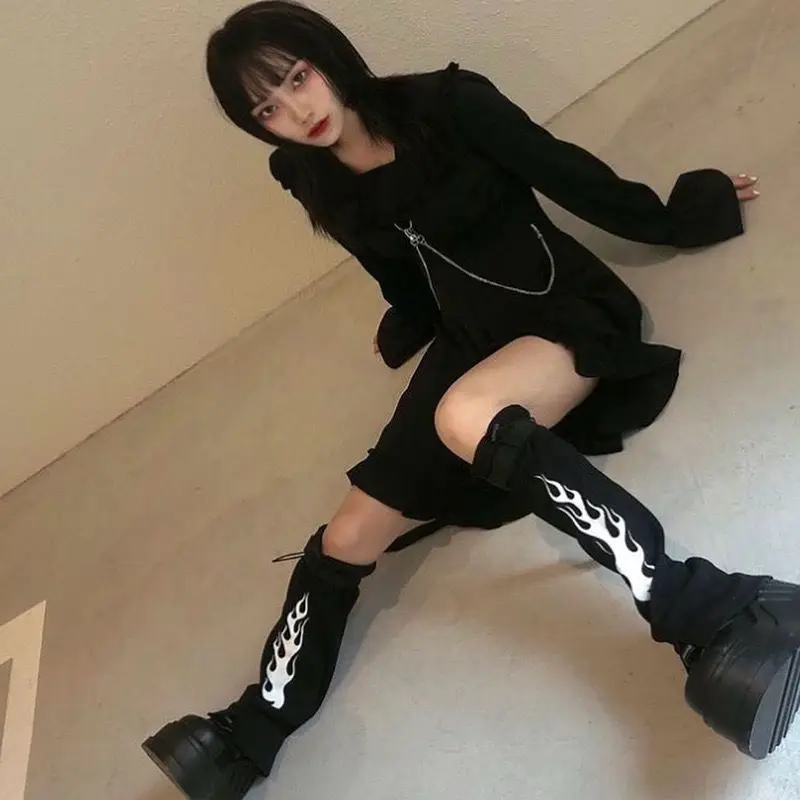 NiceMix принт пламя носки для женщин и мужчин 2020 Новый Harajuku анти-скольжения сумка с