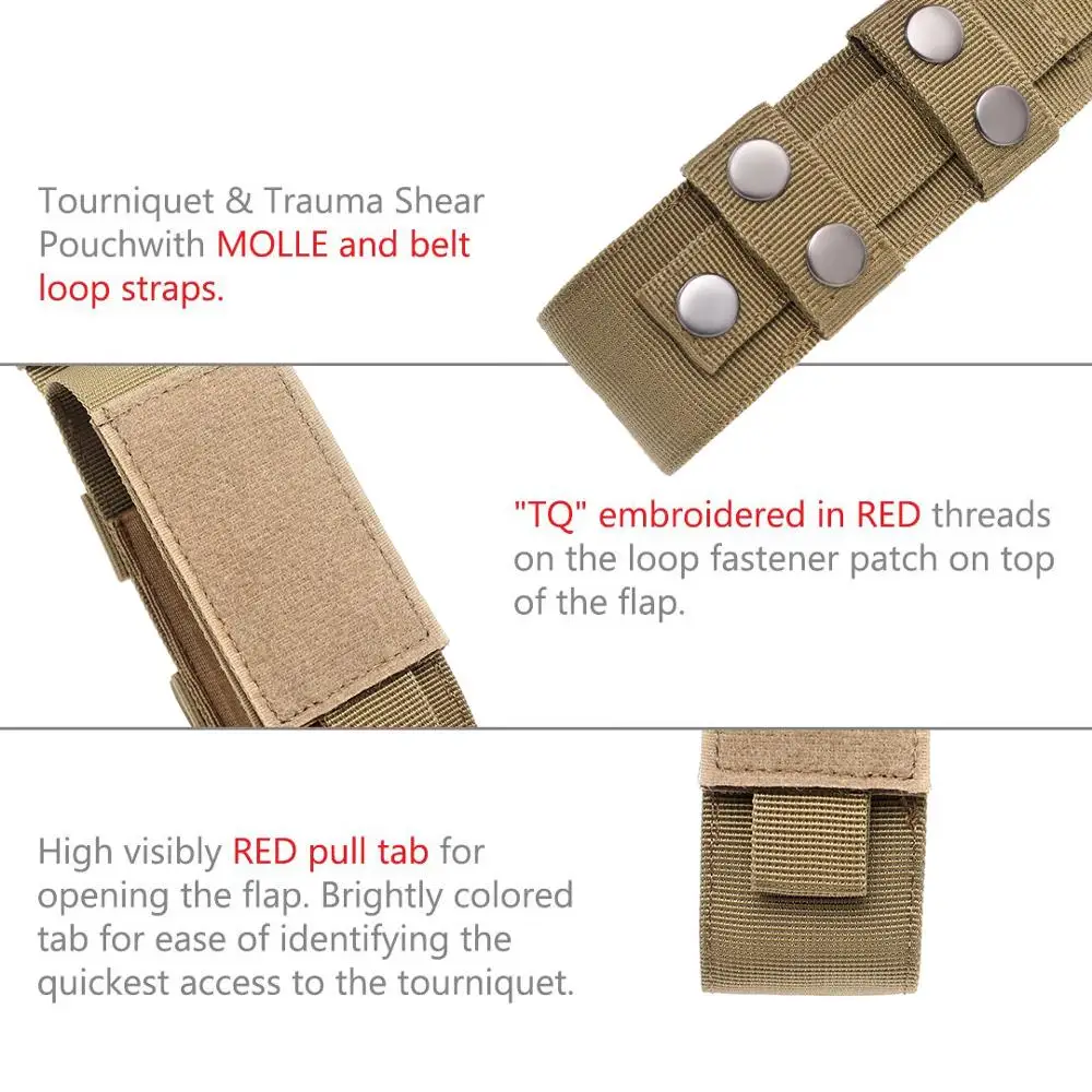 Tactical EDC Tourniquet Molle Pouch Outdoor Medical Emergency Bag Military Hunting Accessories Knife Flashlight Holster Case