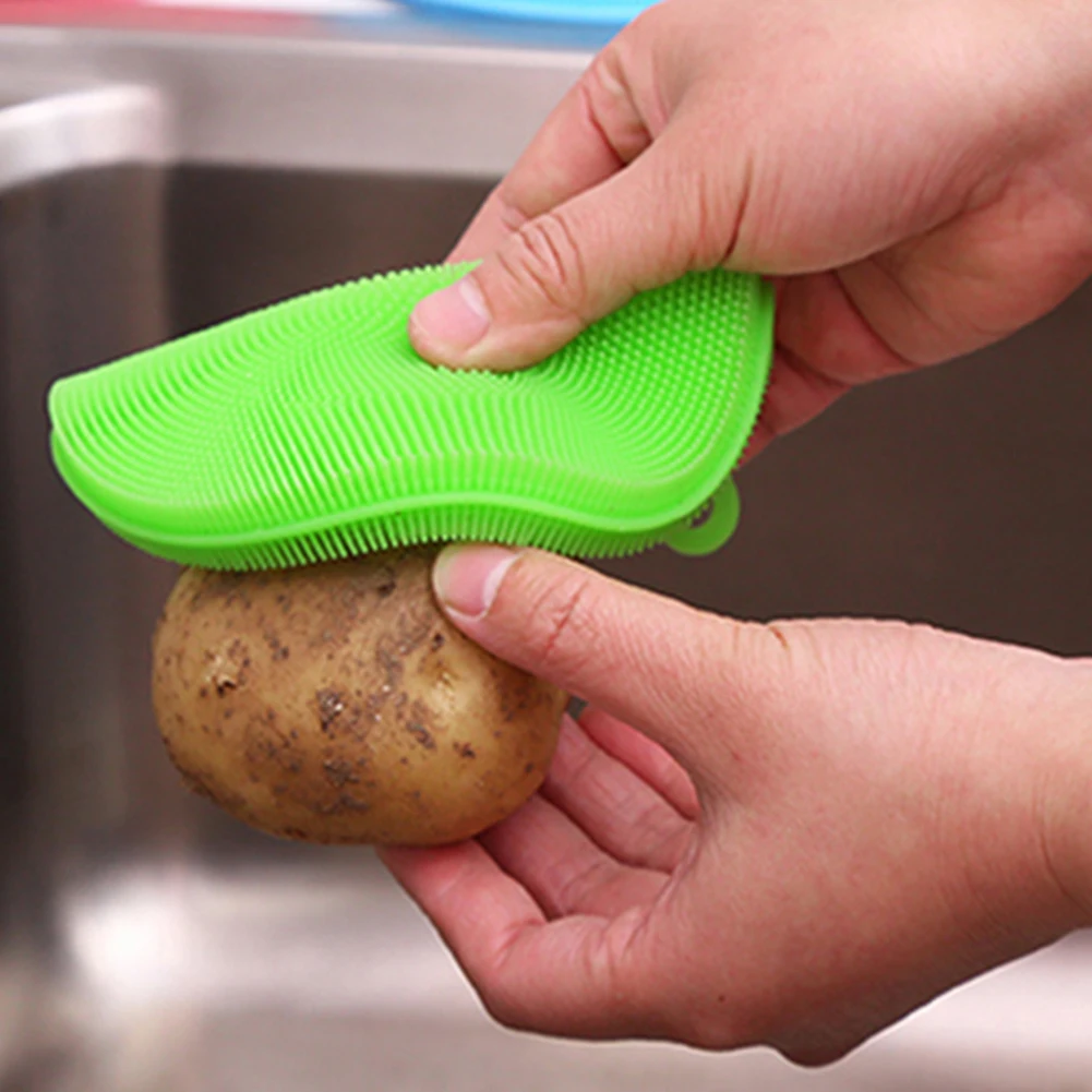 6 шт. многофункциональная силиконовая щетка для мытья посуды губка скребок