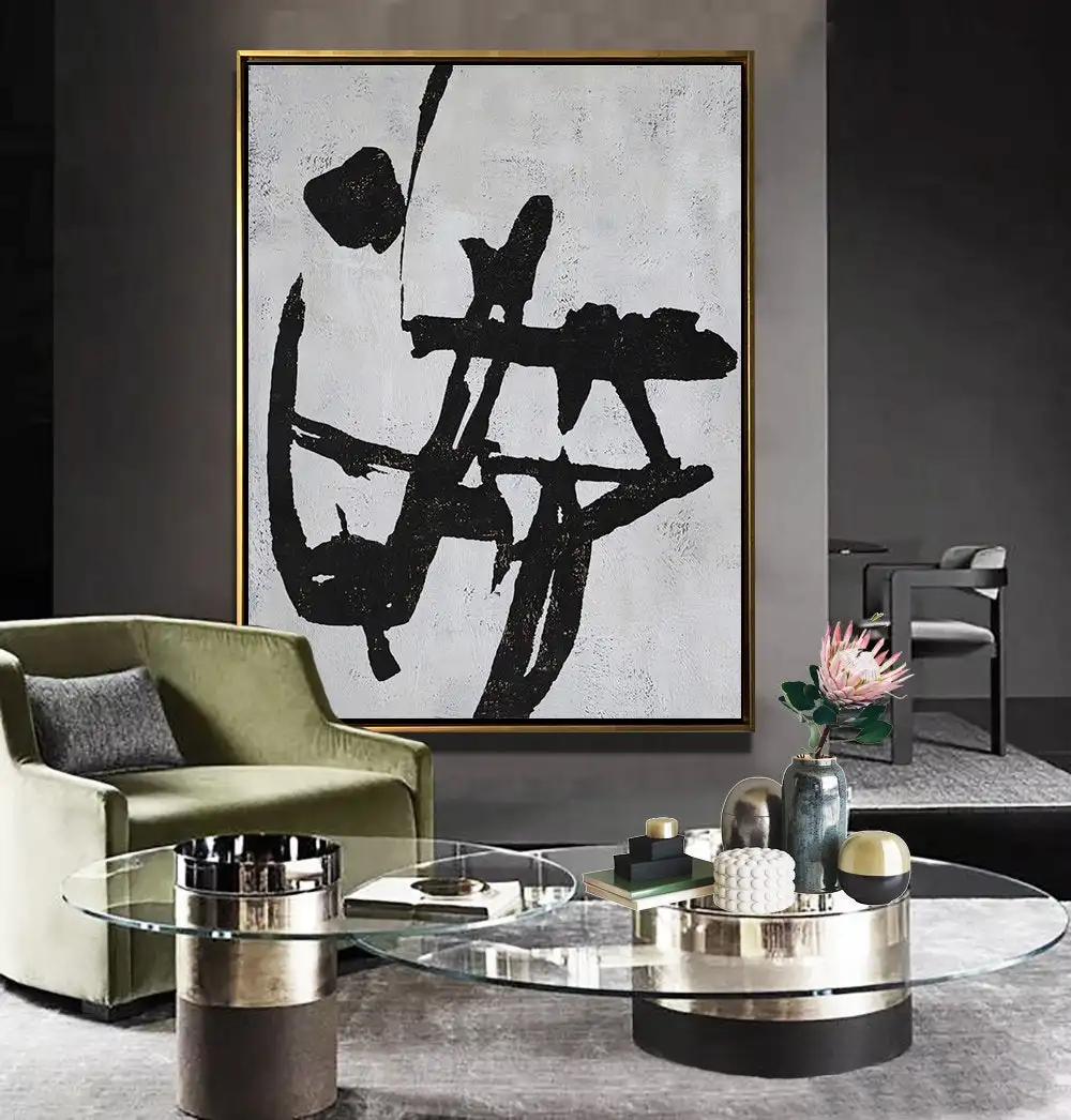 

Oversized Abstract Painting Canvas Art Large Painting On Canvas Vertical Modern Art Black White Brown Wall Art Home Decor