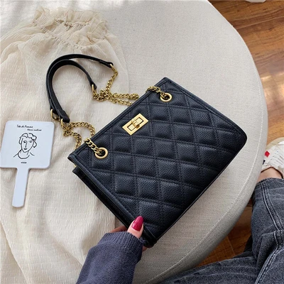 Фиолетовая большая сумка на плечо женские дорожные сумки кожаная стеганая из