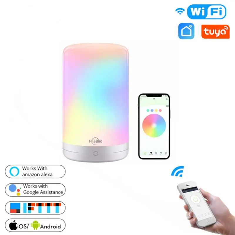 

Умная настольная лампа NiteBird TUYA, светодиодный ночник с сенсорным управлением и регулируемой яркостью, прикроватная лампа, работает с Alexa Google ...