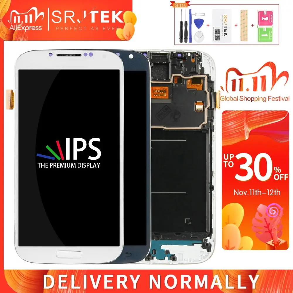 

ЖК-дисплей AMOLED для Samsung Galaxy S4 I9500, сенсорный дигитайзер, сенсорное стекло в сборе с рамкой для Galaxy S4 i9505, дисплей