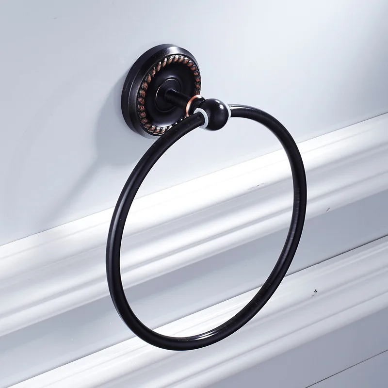 Декор для ванной комнаты Античная латунная Полка полотенец черный держатель