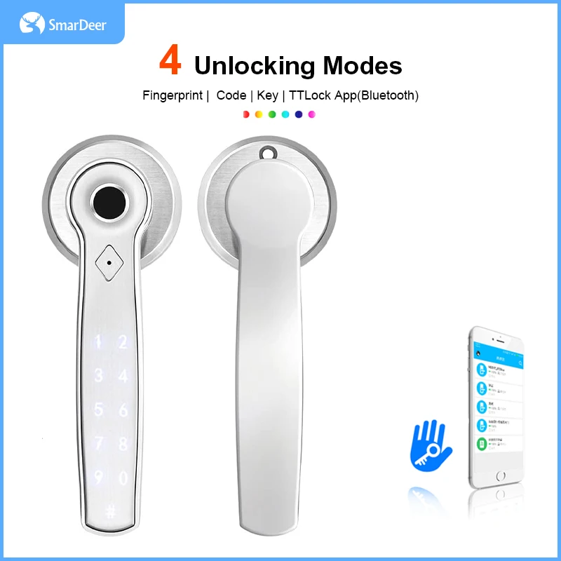 

SmarDeer Smart Bluetooth Fingerprint Lock for TTLock Biometrics fingerprint door lock for home/hotel/office door lock Free Gift